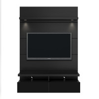 Manhattan Comfort 24953 Cabrini 1.2 Floating Wall Theater Entertainment Center in Black Gloss and Black Matte